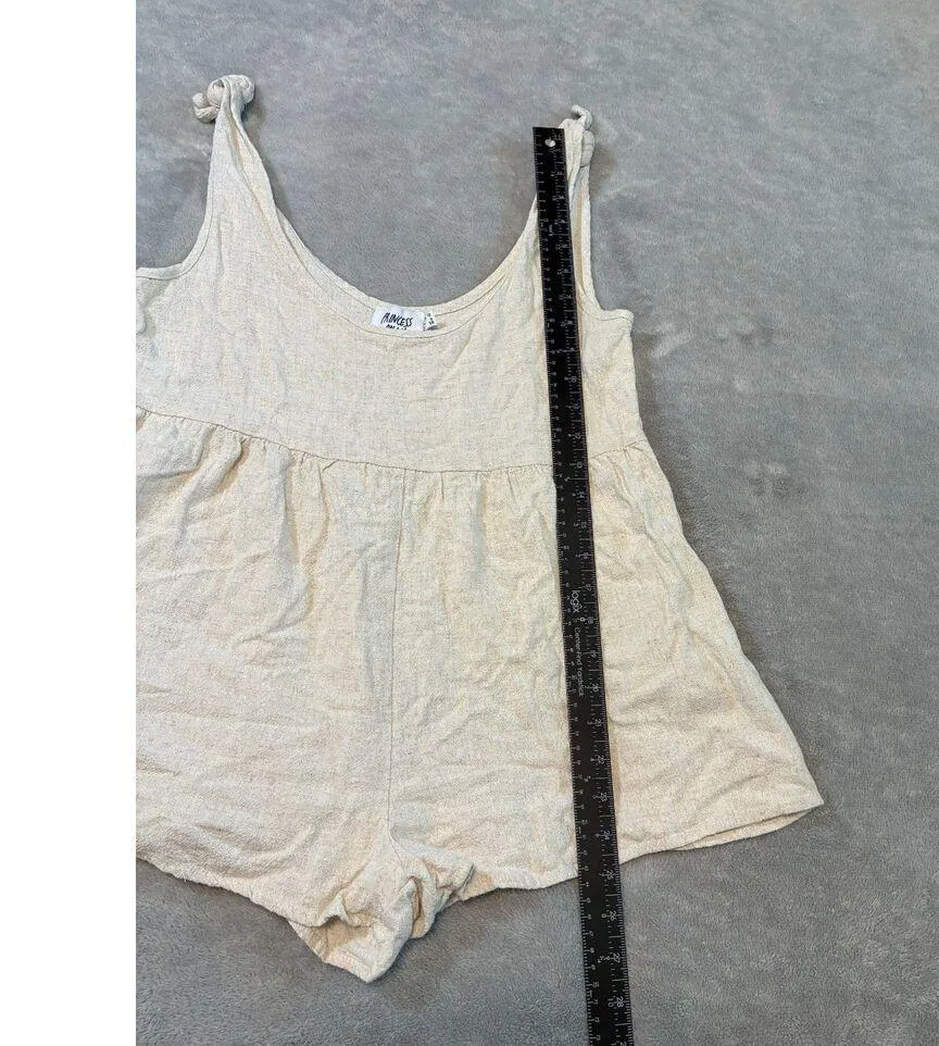 Princess Polly Linen Romper Tan Tie Straps - Image 10