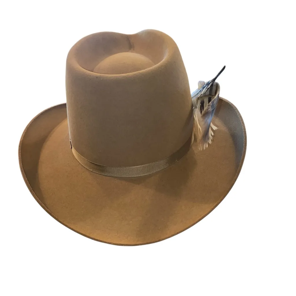 Vintage Resistol Stagecoach Tan Western Cowgirl Hat 7 3/5 in Feather Bull Rider - Image 4