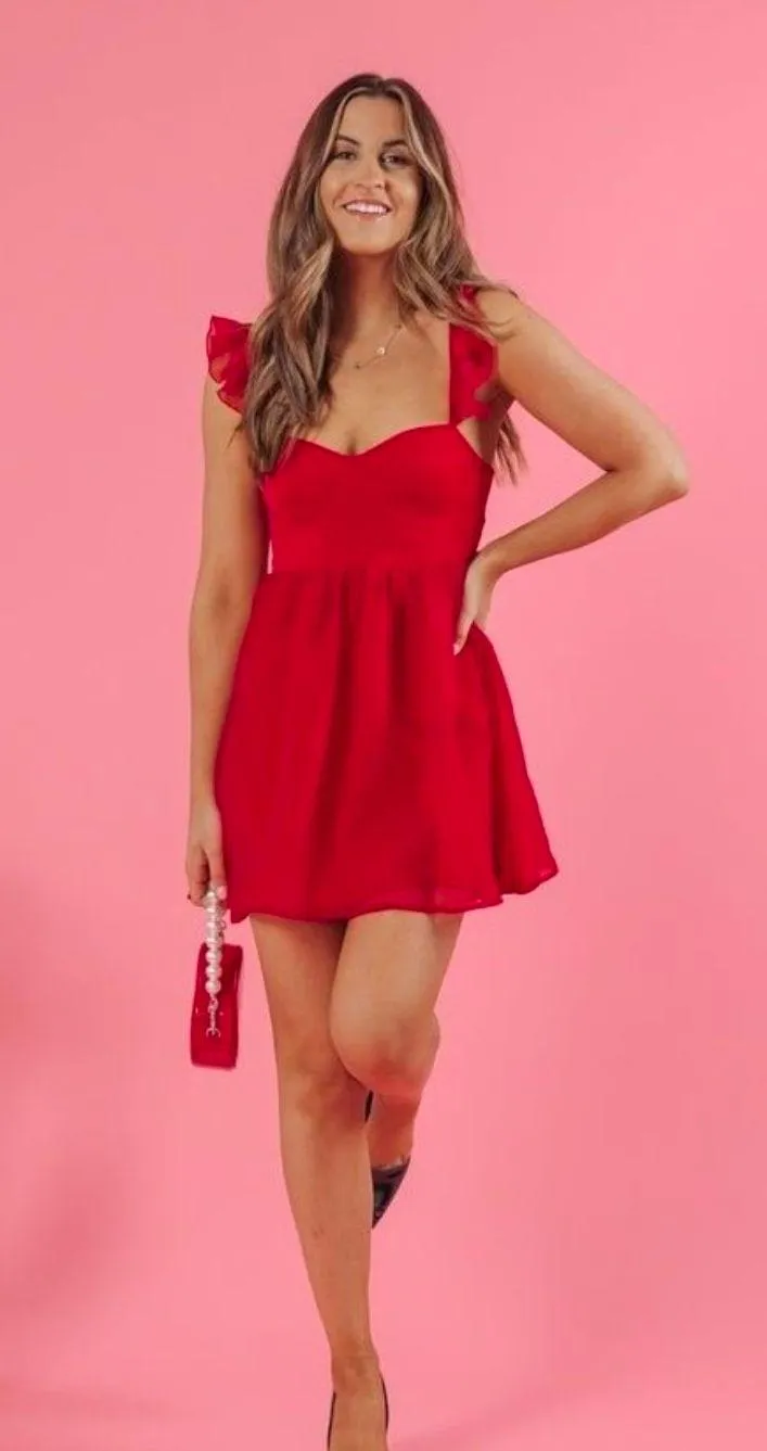 Red Dress  Red Mini Dress - Image 3