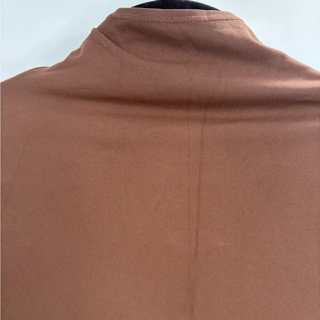 SKIMS Brown Mock Neck Long layer Sleeve Stretch Top Nylon Elastane Size Large - Image 4