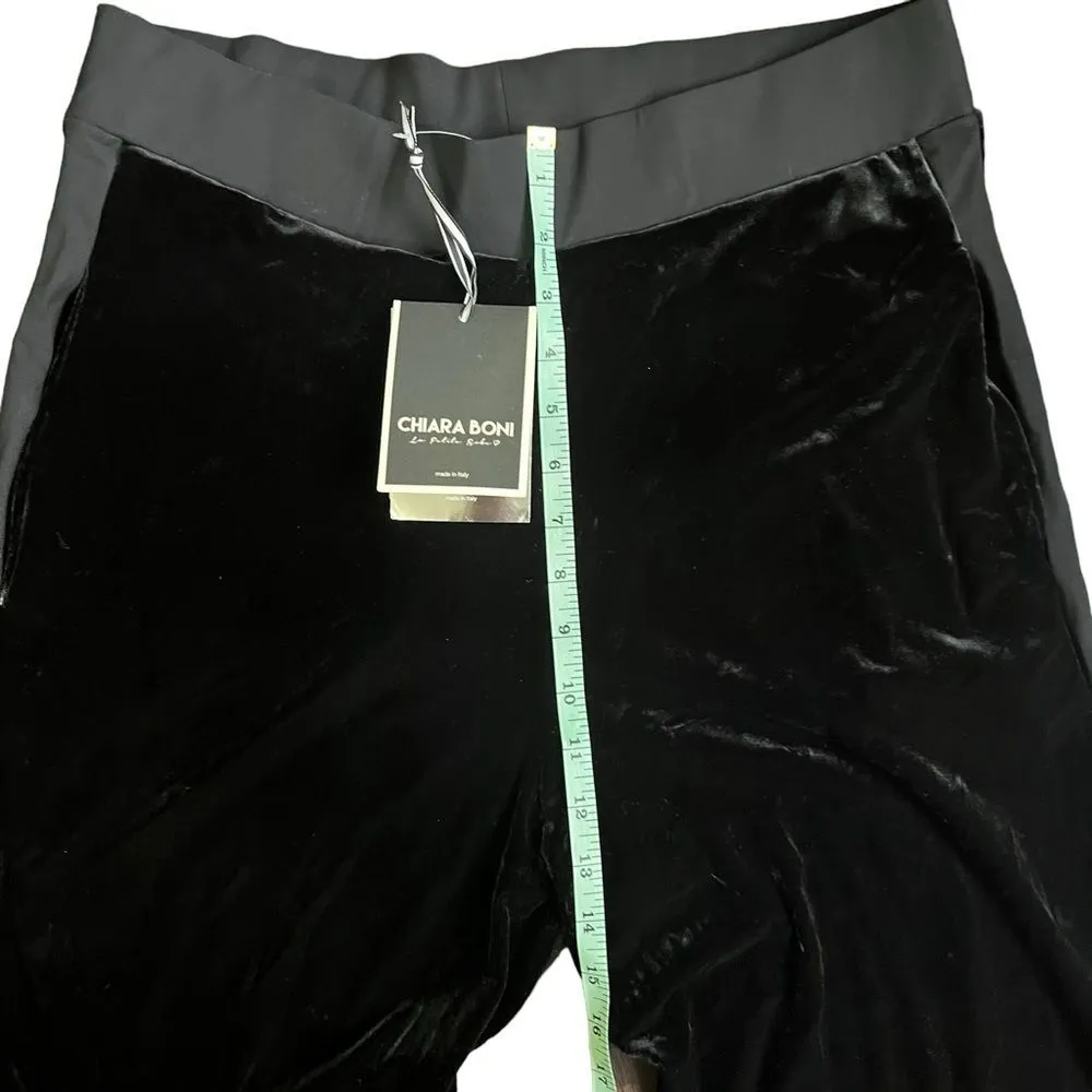 Chiara Boni La Petite Black Velvet Jogger Pants Medium NWT Luxe Lounge Holiday P - Image 4