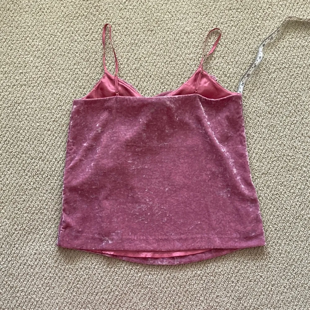 NEW J. Crew Pink Faux Velvet Ruffled Cami Tank Top Blouse Adjustable Lined NWT - Image 6