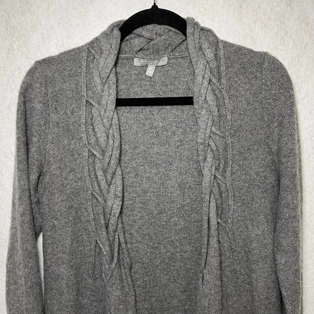 Cashmere Collection Gray Long Open Front Cardigan Size XS - Image 3