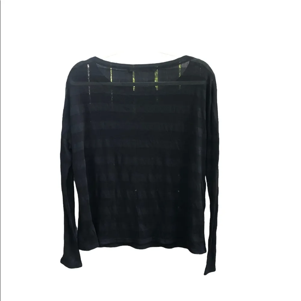 MICHAEL STARS BLACK SHEER STRIPED LONG SLEEVE TEE - Image 2