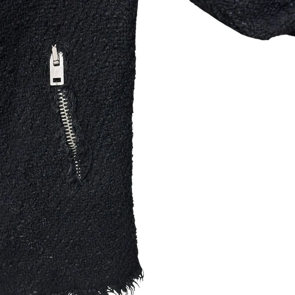 IRO Agneta Black‎ Boucle Tweed Knit Jacket Size 2 Full Zip Pockets - Image 3