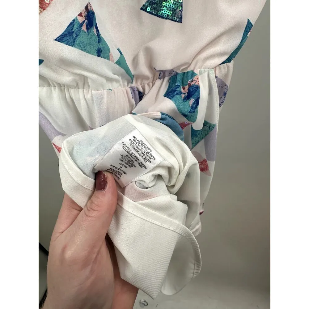 Sam Edleman Fit and Flare Triangle Sequin Watercolor Mini Dress Size Small - Image 5