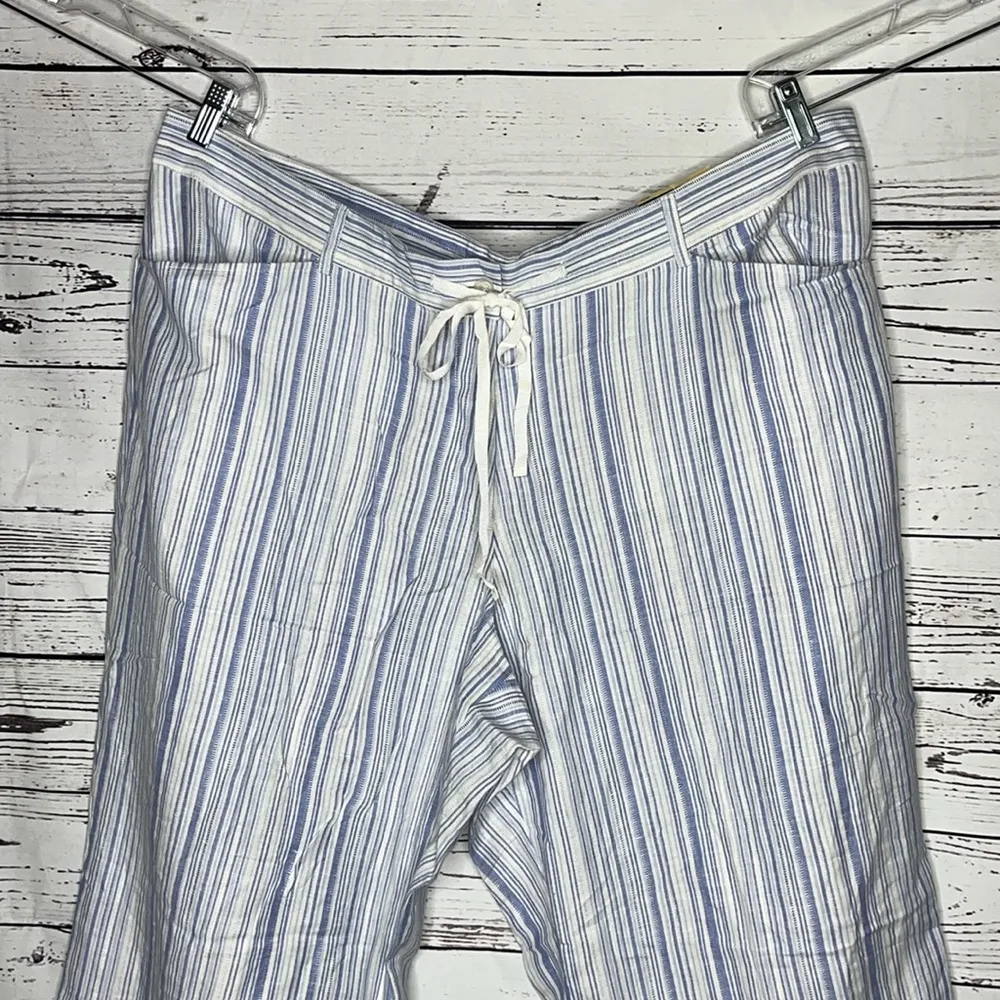 Lane Bryant NWT Size 22/24 Blue & White Stripe Linen Blend Wide Leg Pants - Image 2