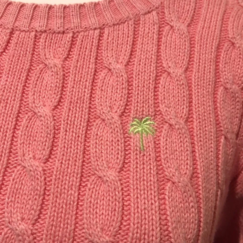 LILY PULITZER Women’s Pink Cable Knit Sweater Size S - Image 8