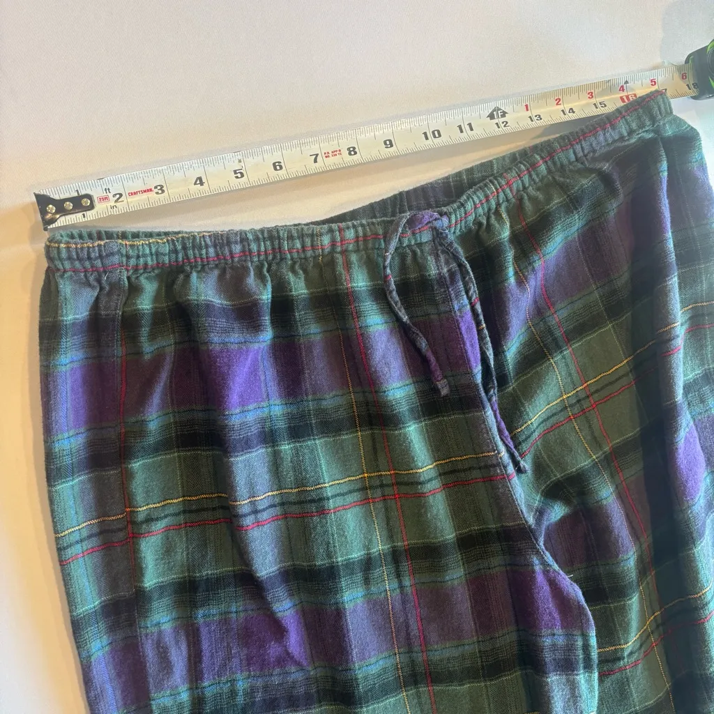 RALPH LAUREN Black Label Purple & Green Plaid Flannel Pajama Set 2 Piece Large - Image 7