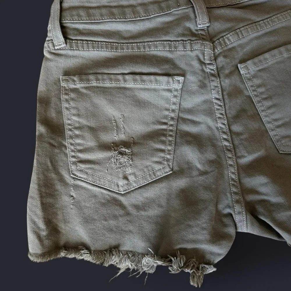 Just Black Olive Denim Cut-Off Shorts - Distressed, Raw Hem, XS, USA Made - Image 6