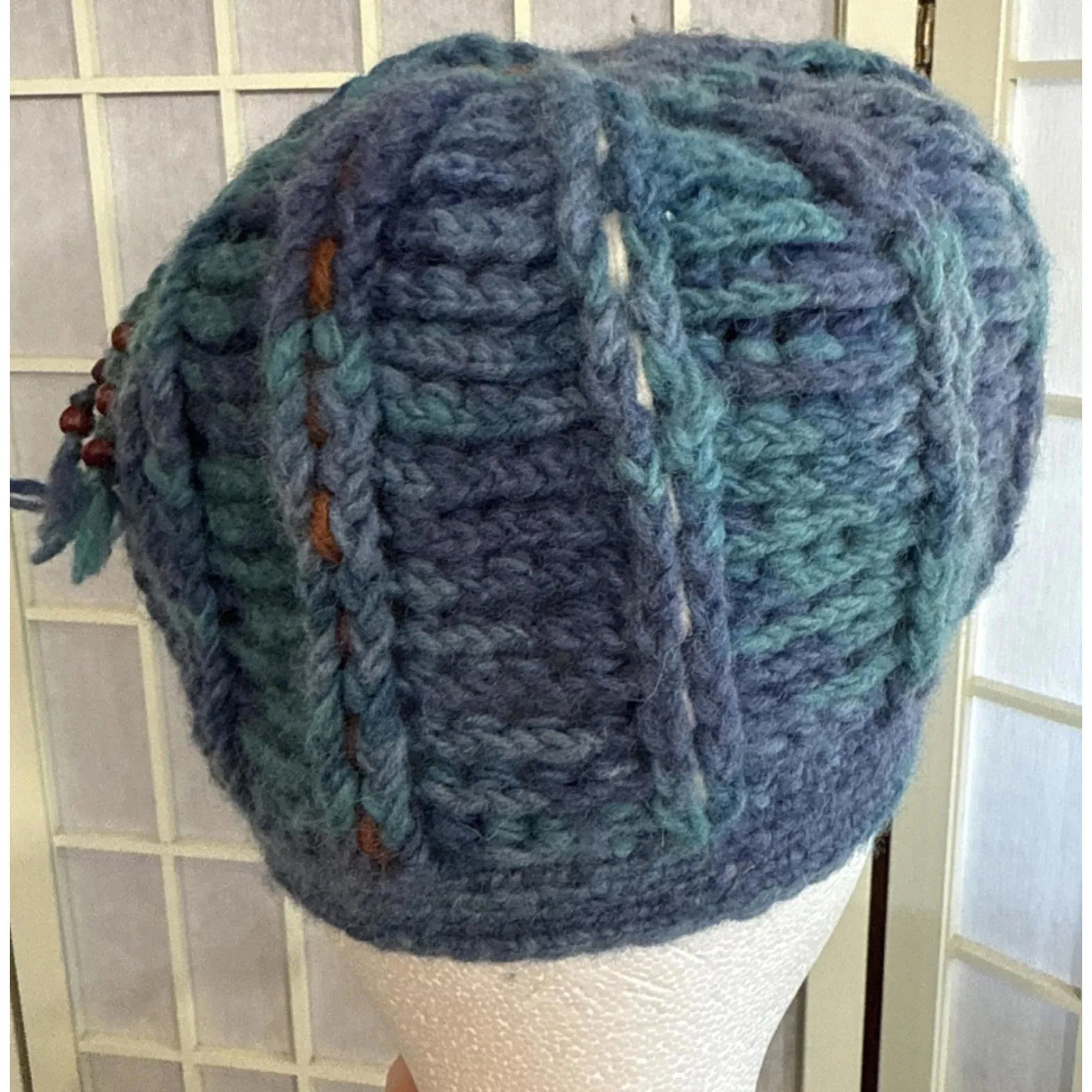 Newari Icelandic Design Chunky Knit Crochet Style French Multicolor Y2K Beret - Image 11