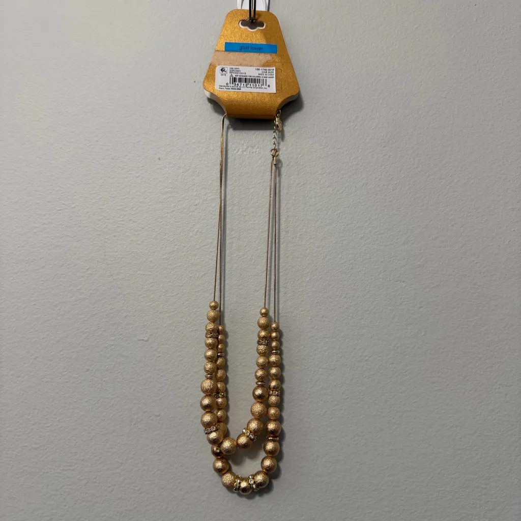 Monet Gold Tone Beaded Statement Necklace - Image 4