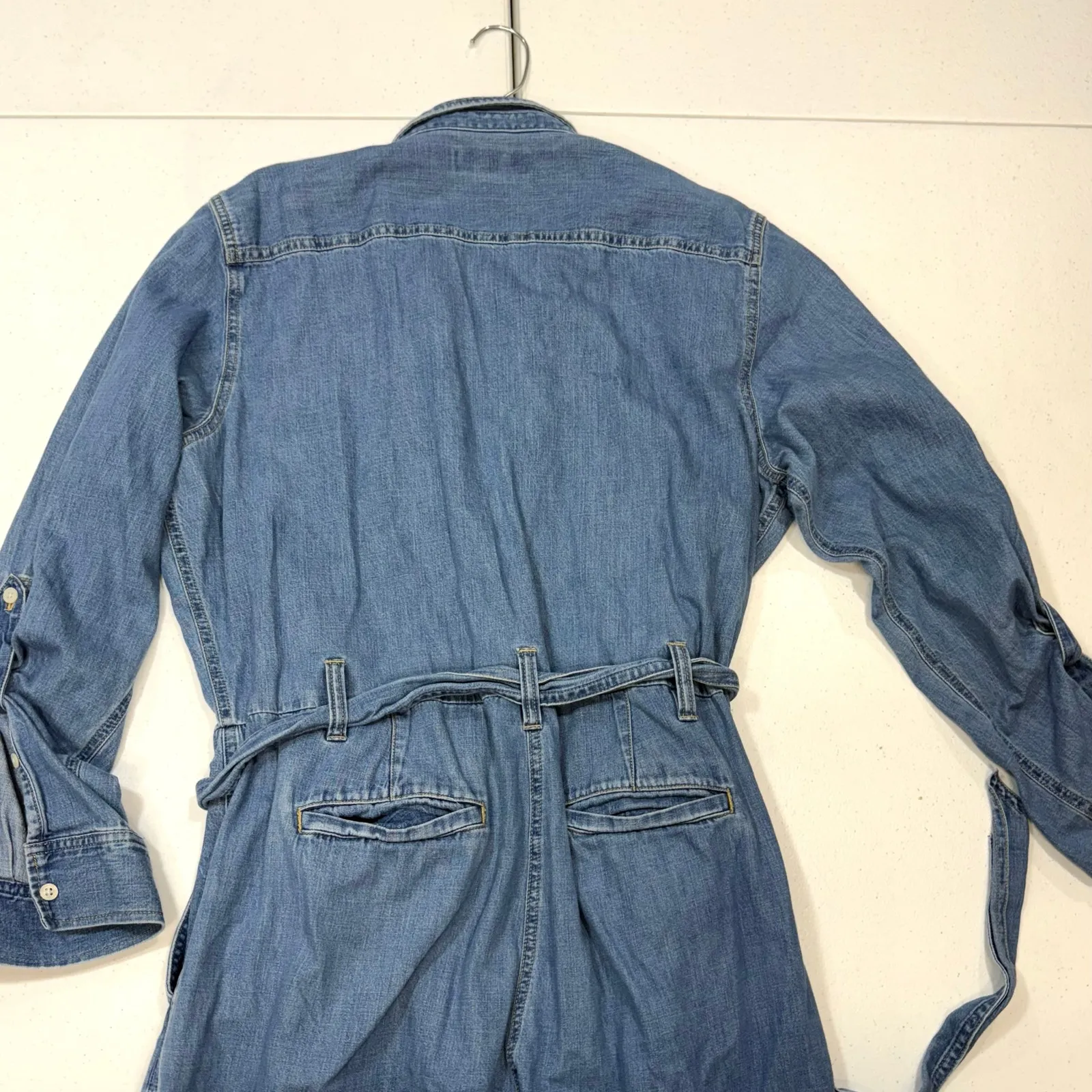 Lauren Ralph Lauren Criselda jean wide leg belted Jumpsuit Size 16 Blue - Image 7