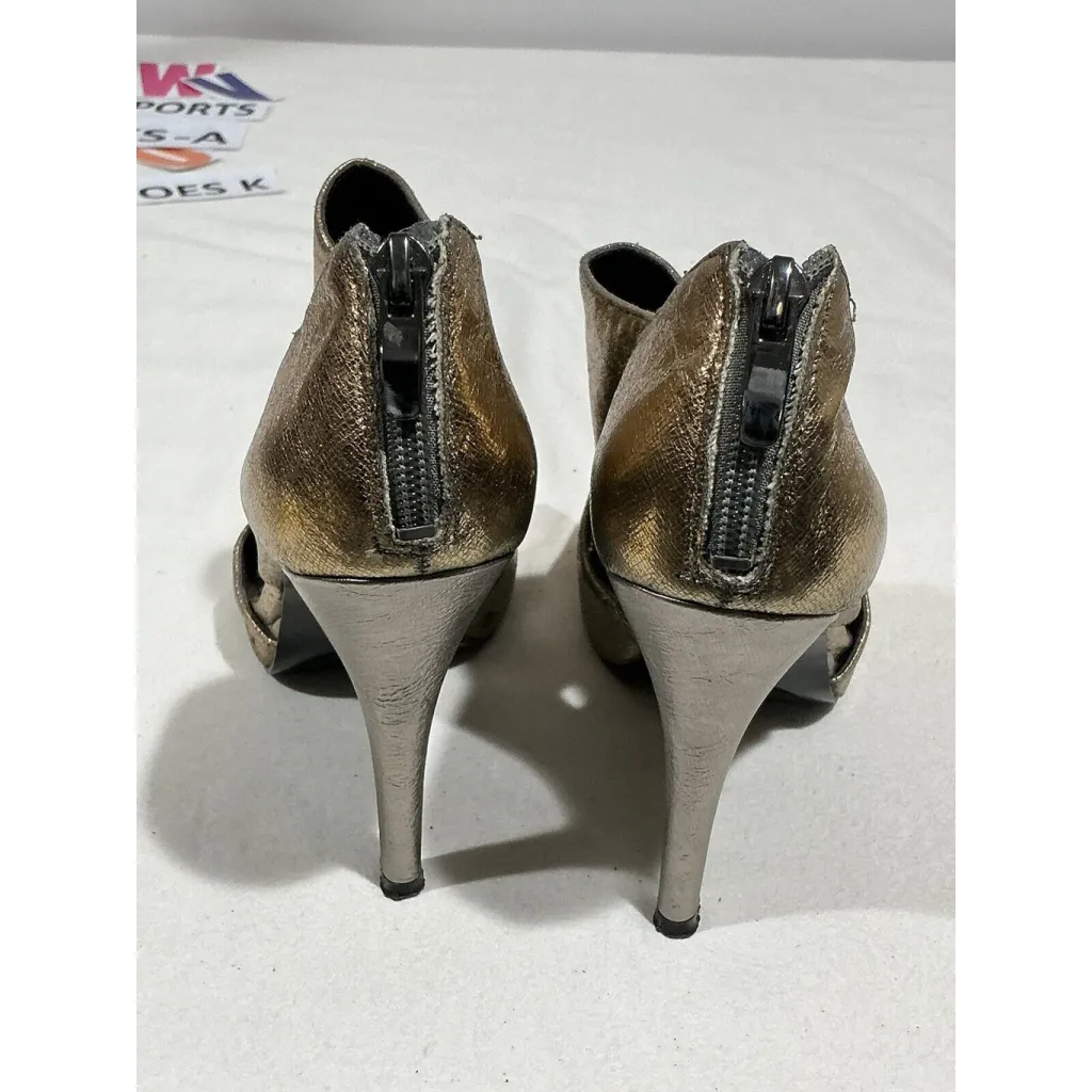 Womans Nine West Rose Gold Open Toe Back Zip Sandal 8 M - Image 5