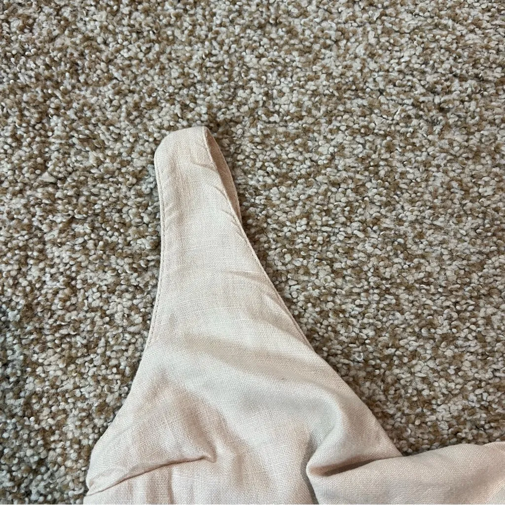 Abercrombie & Fitch Natural Tan Linen Blend Twist Front Linen Cropped Top XS - Image 4