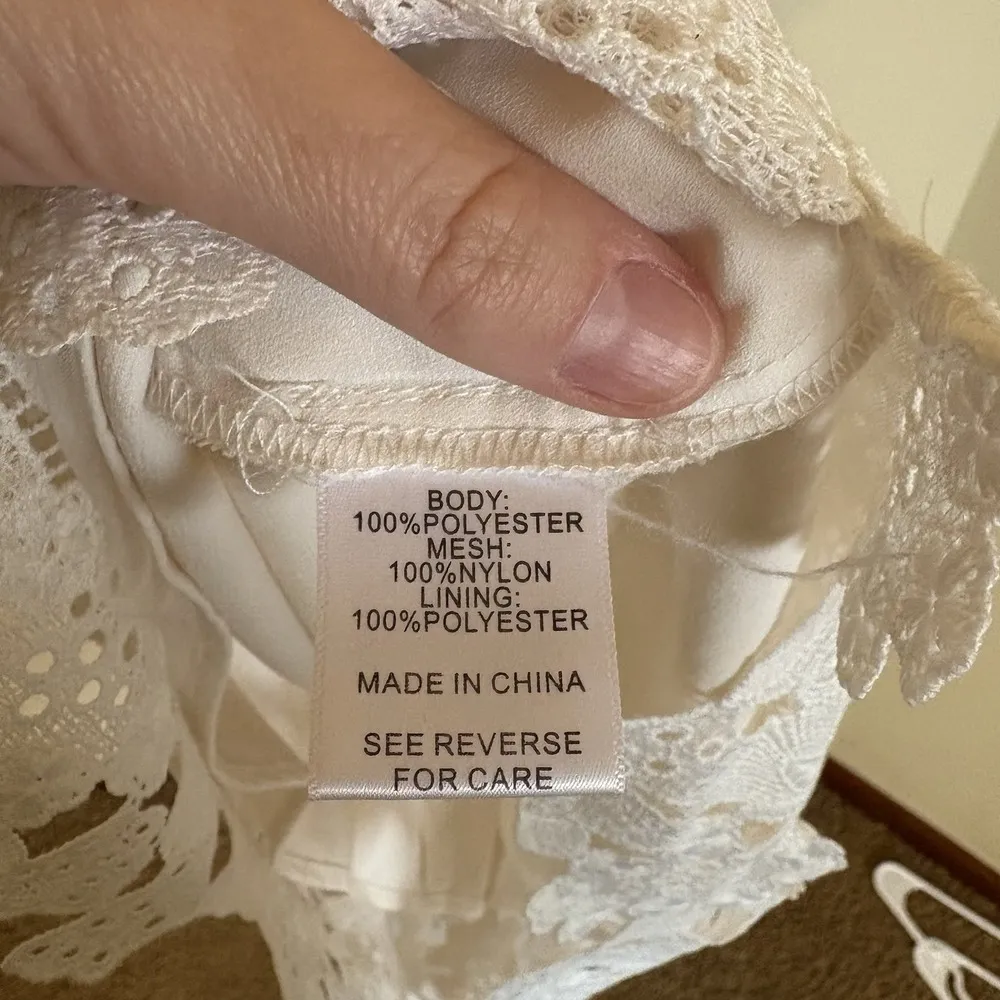 LUCY PARIS ELAINE Ivory Lace Floral Mini Dress Size Small - Image 7