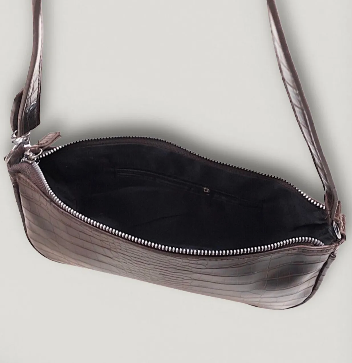 Brown Snakeskin Baguette Shoulder Bag - Image 4