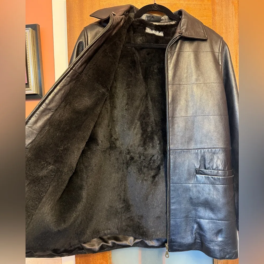 Bisang Alpine Switzerland Couture Women Black Lined Genuine Leather ZipUp Coat - Image 6