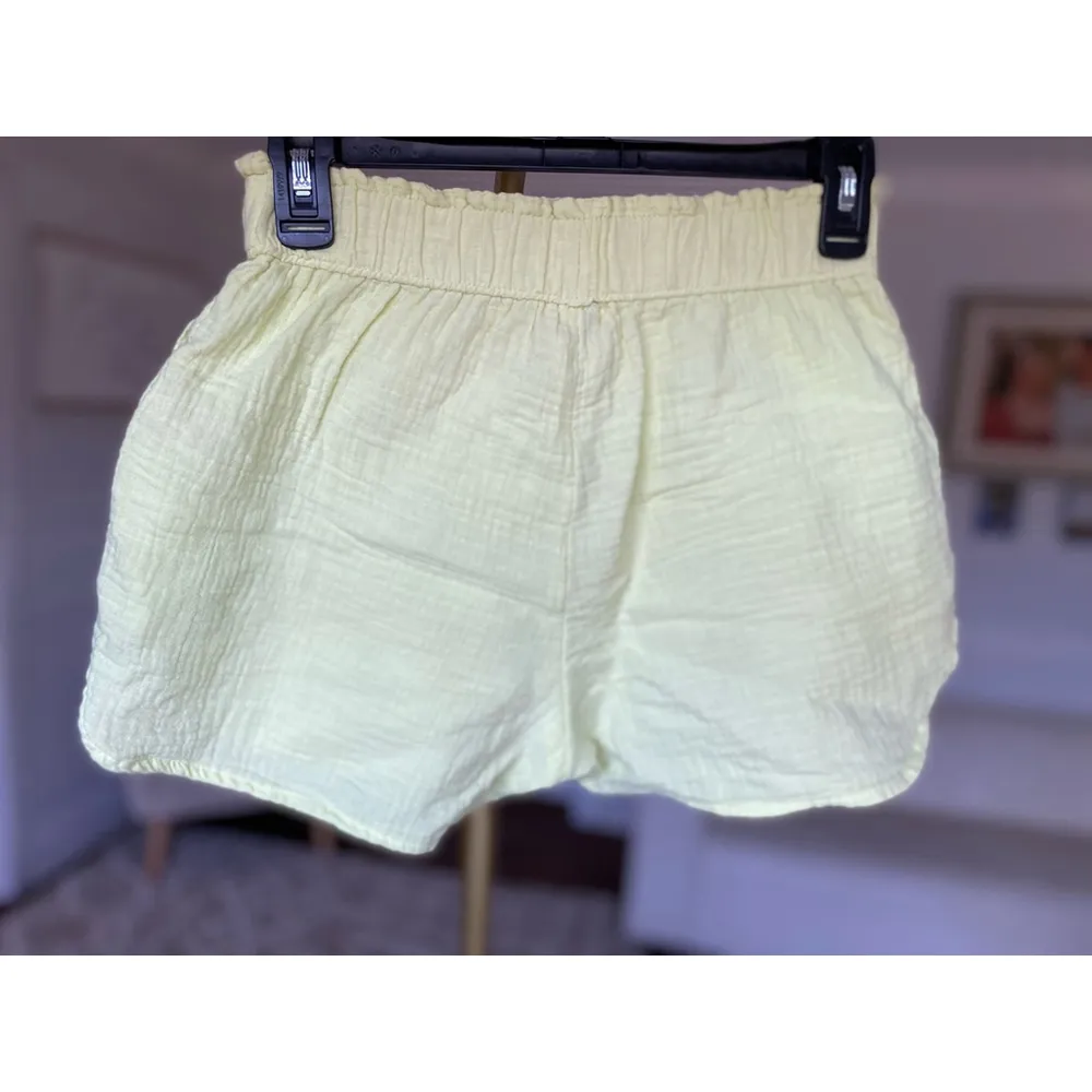 Universal Thread Cotton Gauze Shorts Pale Yellow Natural Fibers Lemon Summer XS - Image 3