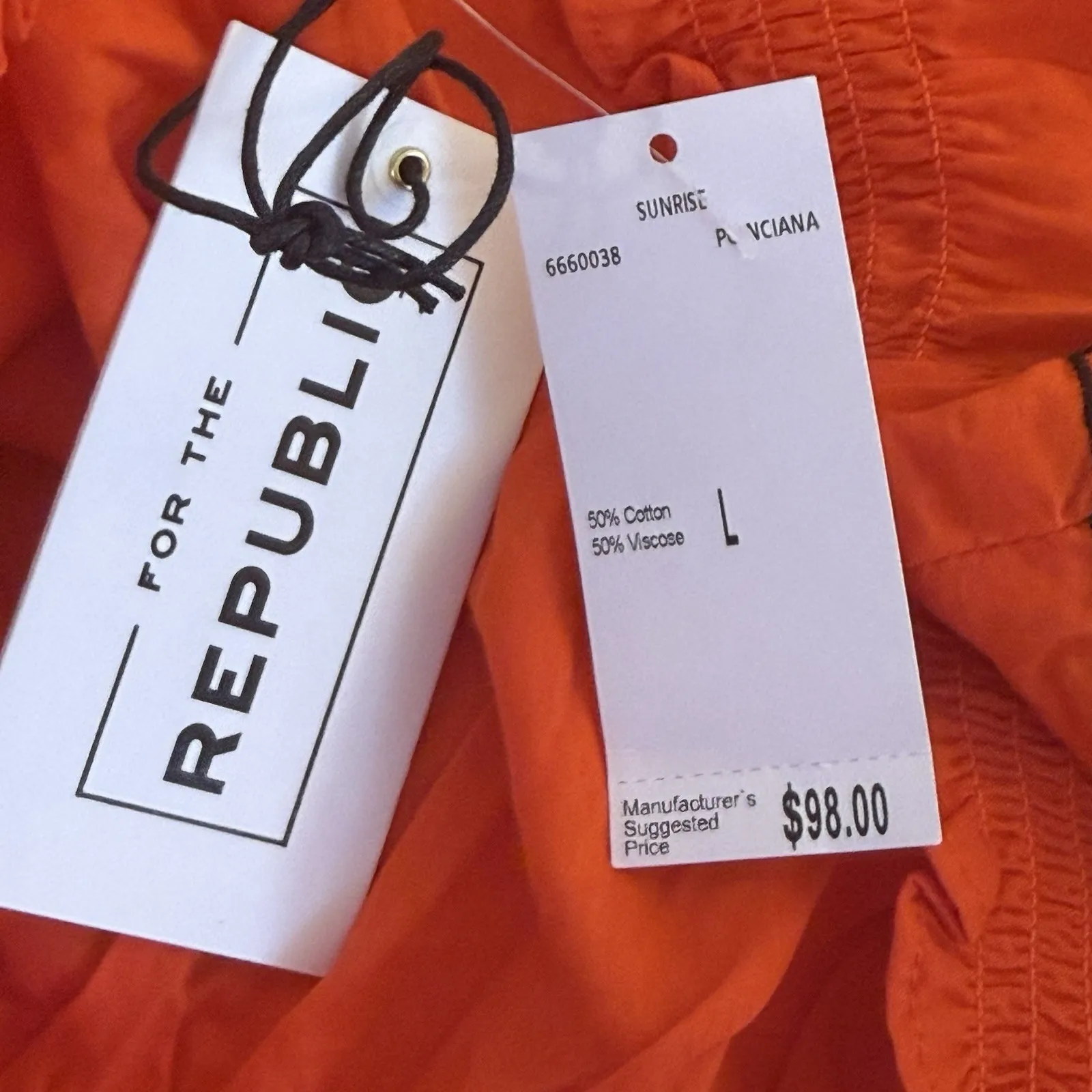 For The Republic Orange Boho Embroidered Short Sleeve Top Large Aztec Flowy NWT - Image 8