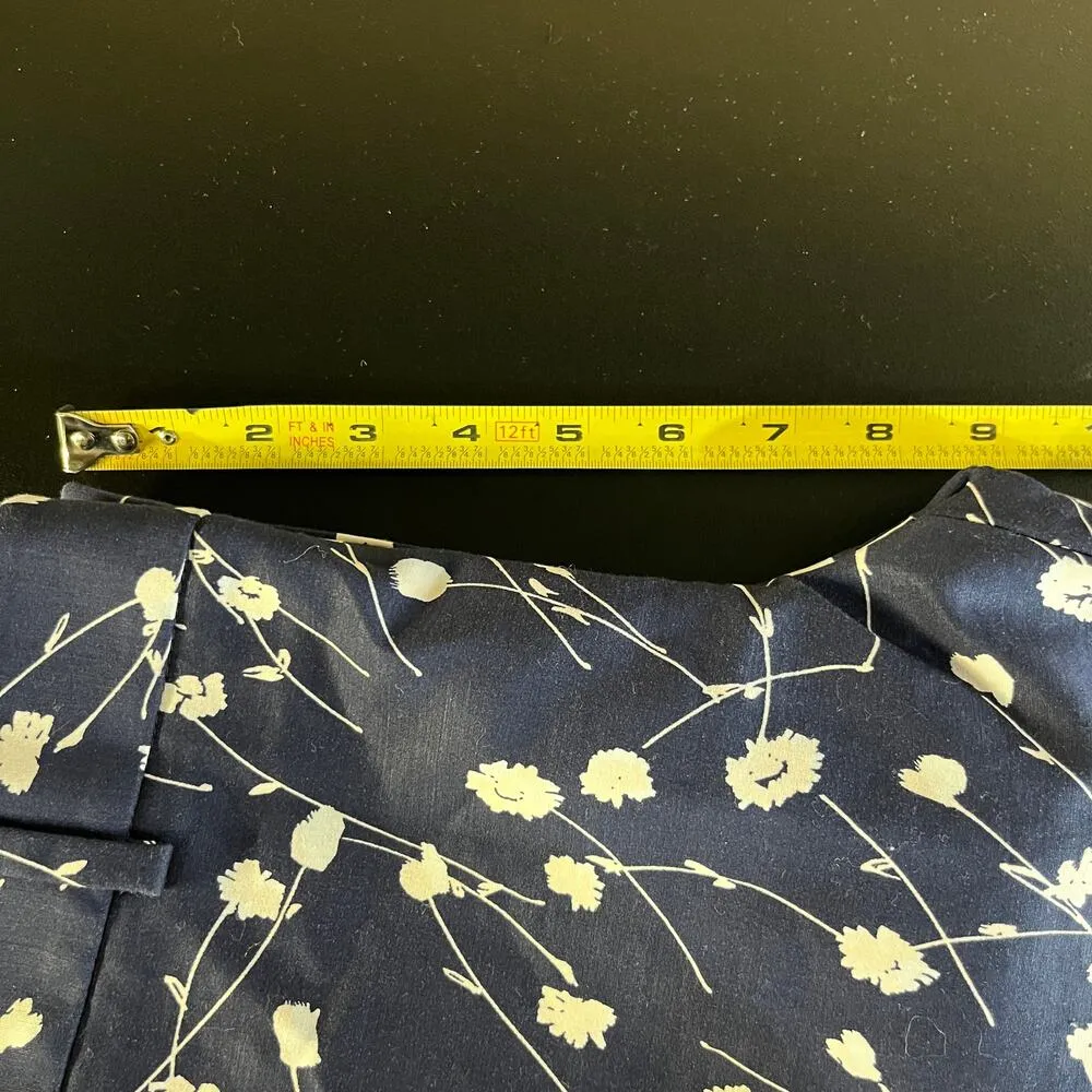 Club Monaco Women's Blue Renay Floral Printed Crop Cotton Blend Pants Size 4 - Image 7