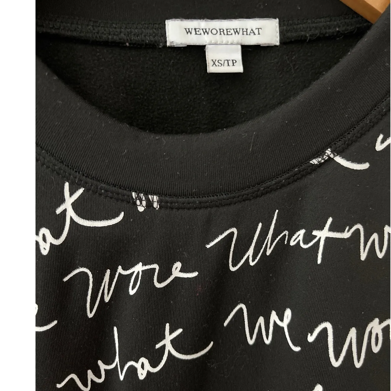 We Wore What Black & White Logo Scribbled Oversized Cropped Sweatshirt Size XS - Image 5