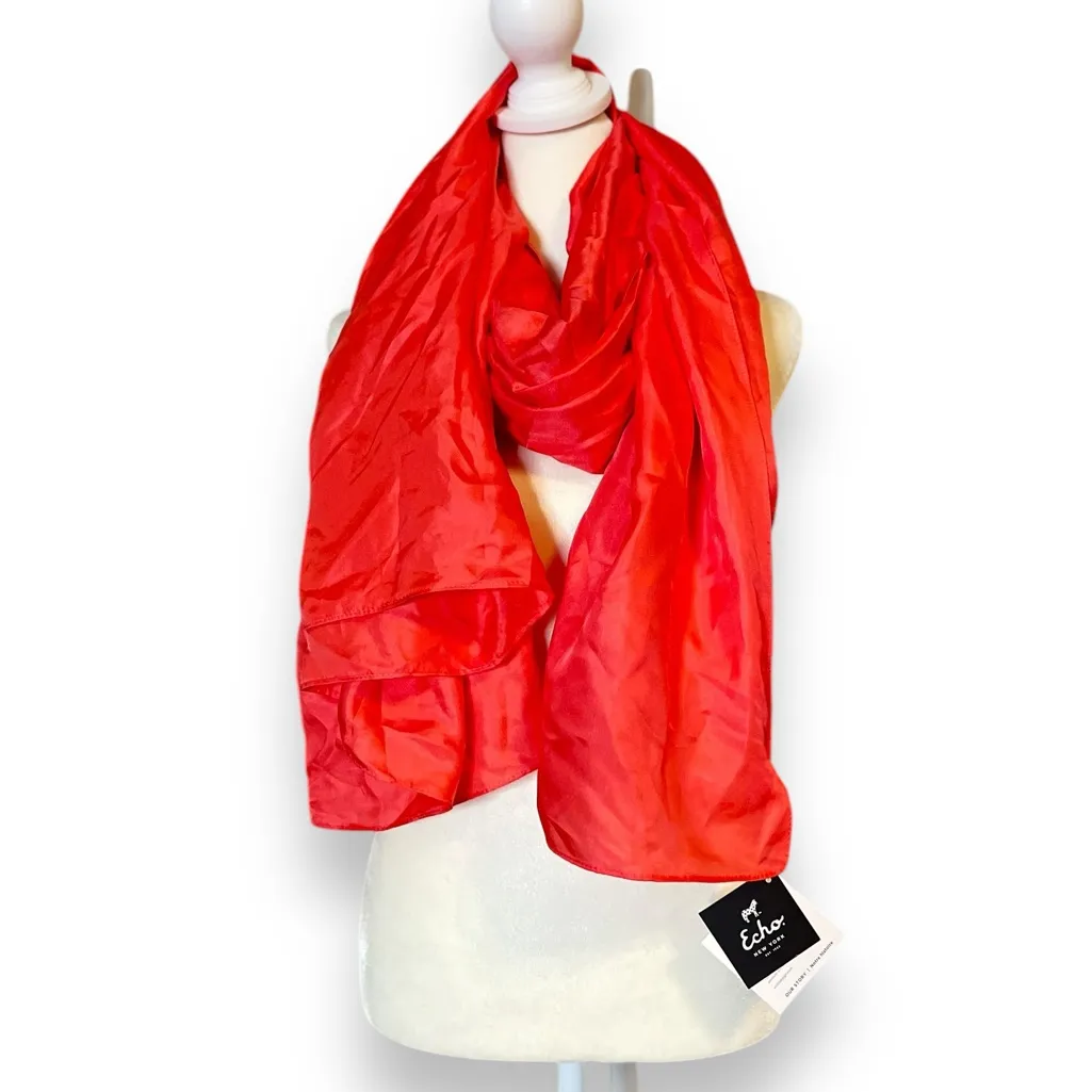 Echo oversized silk scarf new Pink - Image 3
