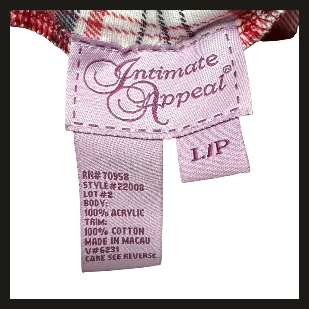 Intimate Appeal Red Plaid Trim Turtleneck Long Nightgown Dress L Petite NWOT New - Image 7