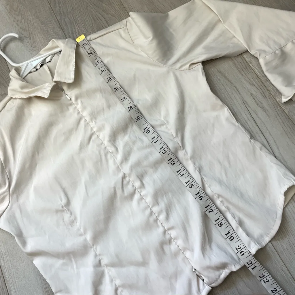 Vintage Sporty Jacket full zip long sleeve womens Cream (medium) preppy classic - Image 6