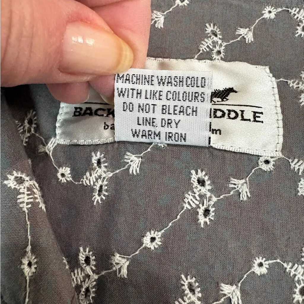 Vintage Back in the Saddle Gray Teal Western Embroidered Snap Shirt Size Large - Image 8