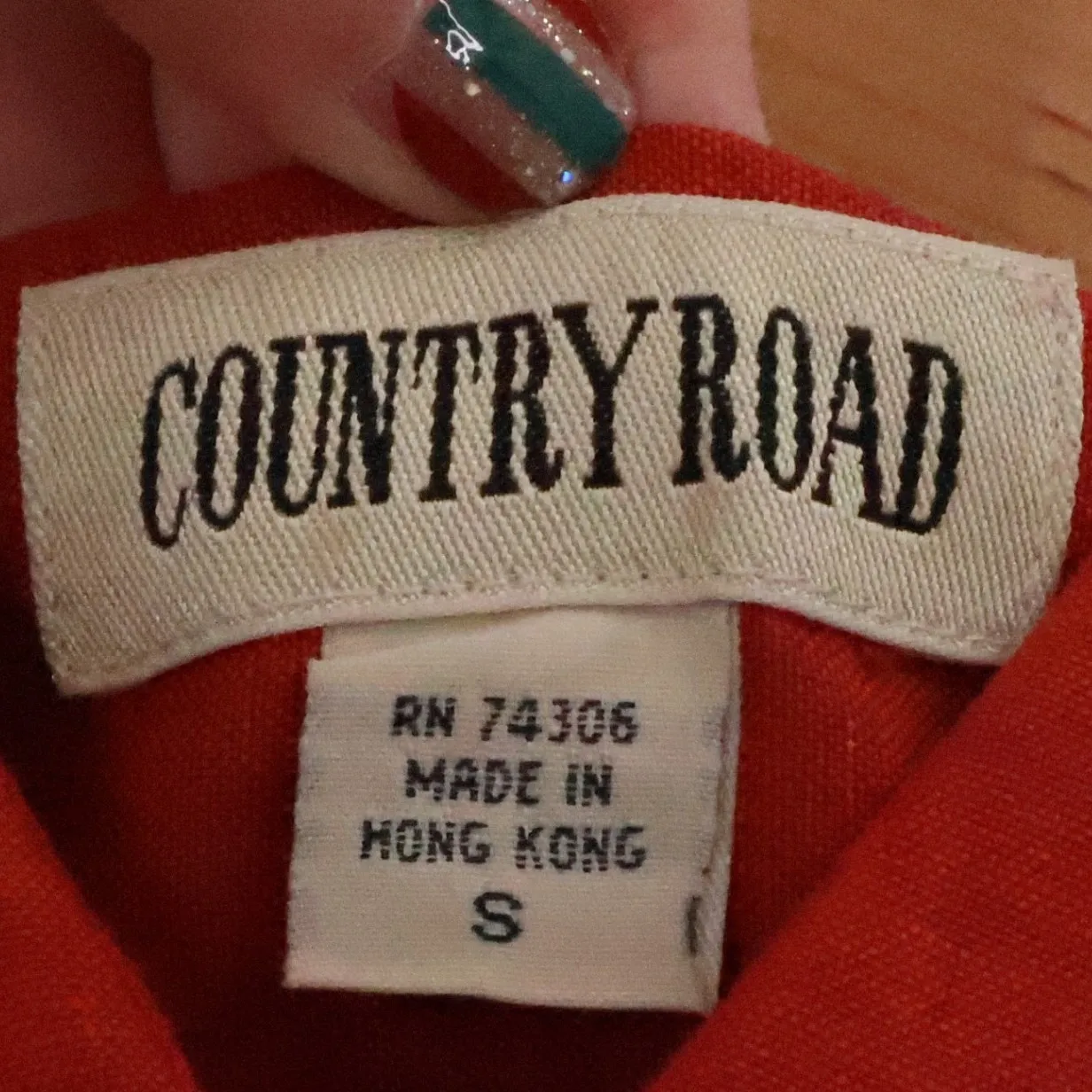 Country Road Linen Button Shirt Womens Coastal Vacation Resort Orange Size S - Image 2