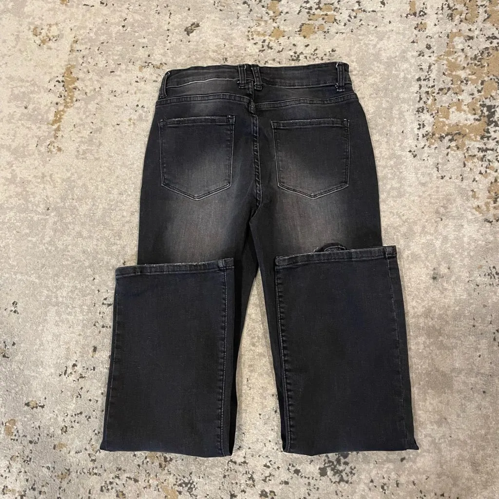 Dokotoo Black Jeans Womens Medium High Rise Ripped Flare Distressed Denim jeans Size 8 - Image 4