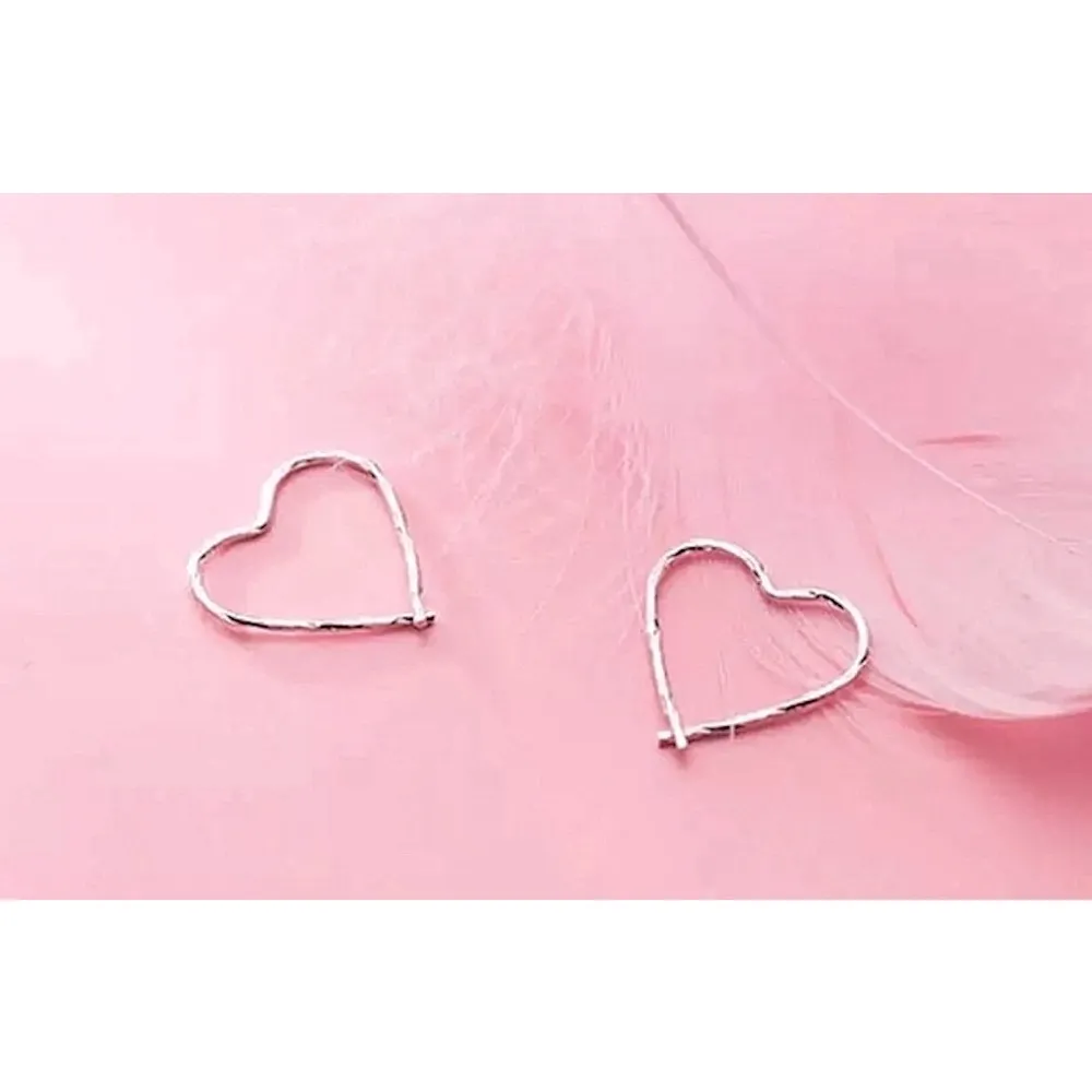 NEW Dainty White Gold Plated 925 Silver Barbwire Heart‎ Hoop Earrings, 1.4cm - Image 7