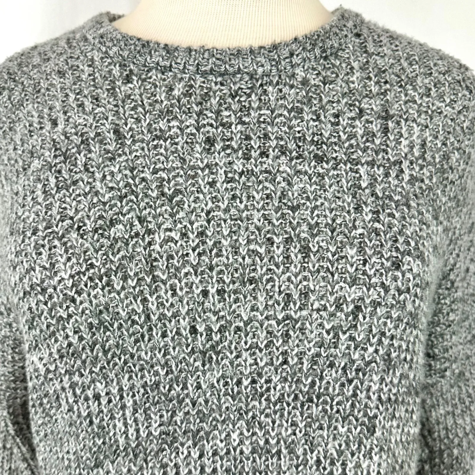 ABERCROMBIE & FITCH Gray Wool Blend Crewneck Chunky Knit Tunic Sweater Women M/L - Image 2