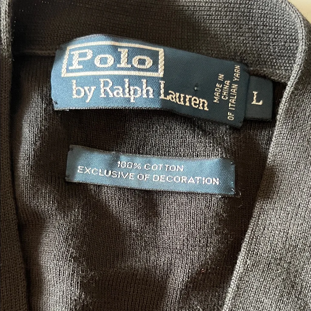 vintage Polo Ralph Lauren cardigan in black with a crest emblem - Image 2