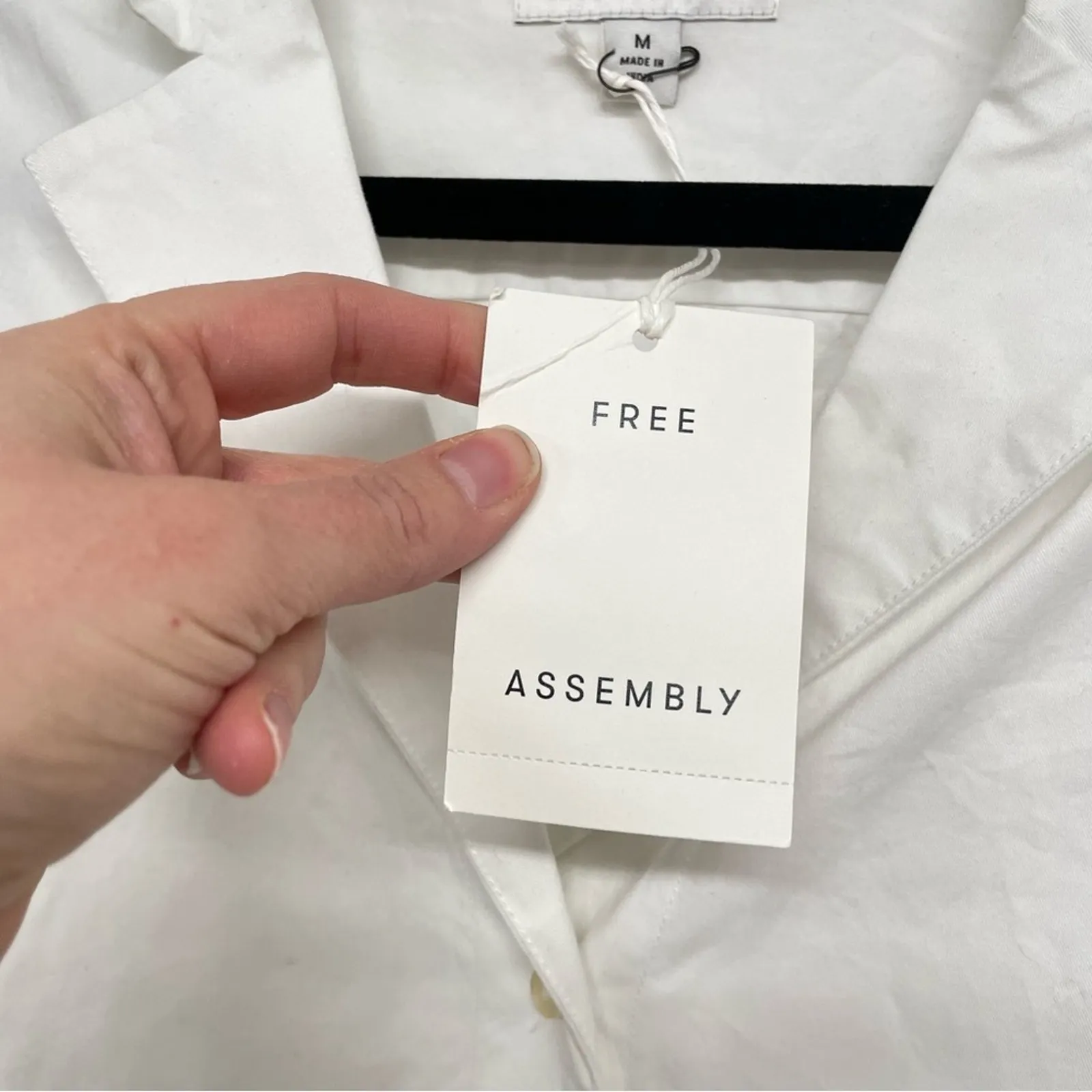 Free Assembly White Short Sleeve Button Down Shirt Dress Womens M Beachy Classic Size M - Image 5