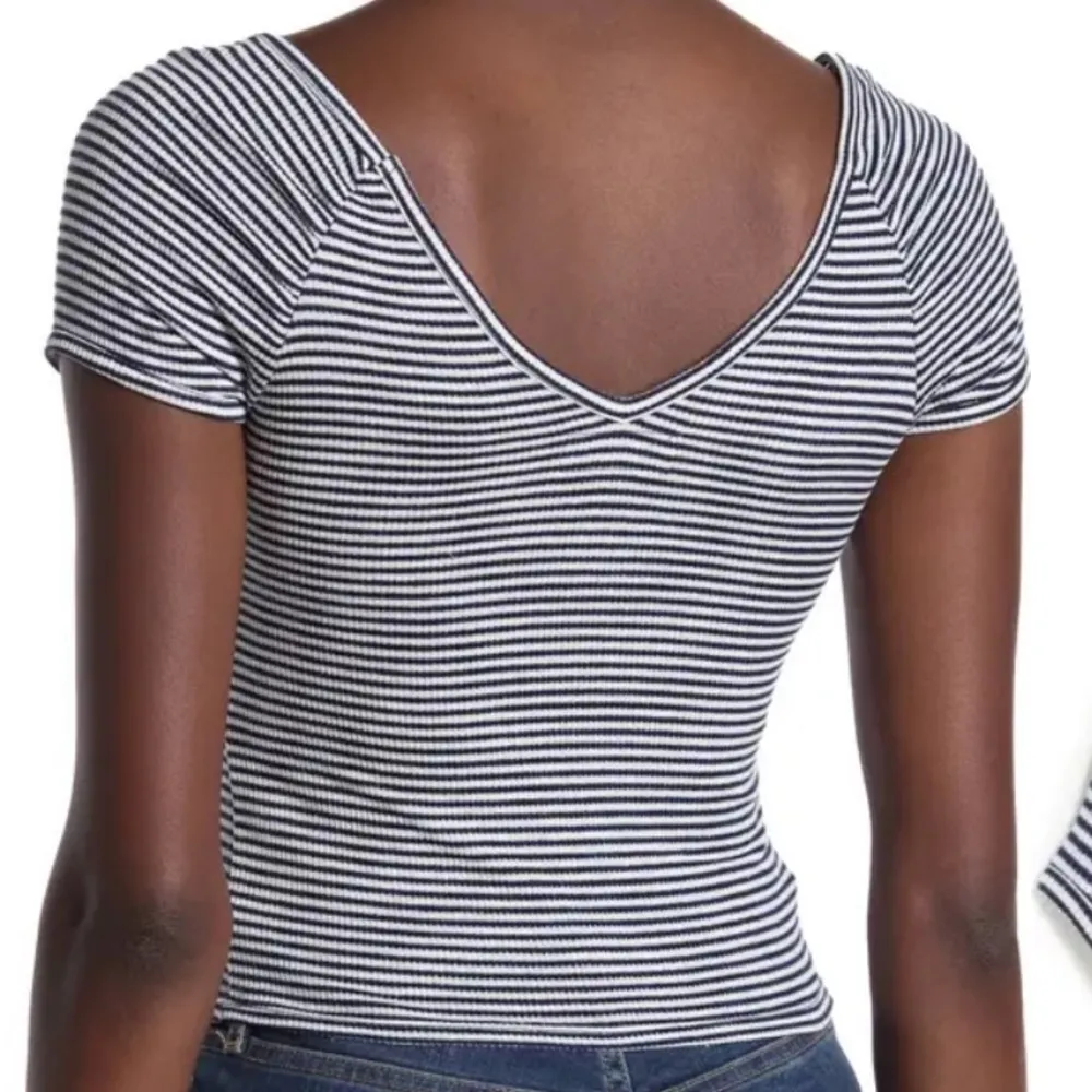 Mauby V neck top blue& white striped w/ raglan sleeves 2XL NWT Blue Size XXL - Image 2