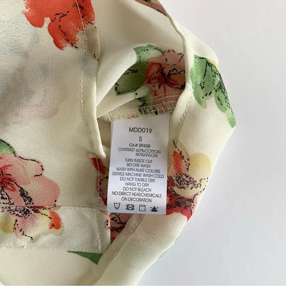 Miss Me Y2K Cream Floral Lightweight Boho Summer Tunic Blouse Top Small - Image 8