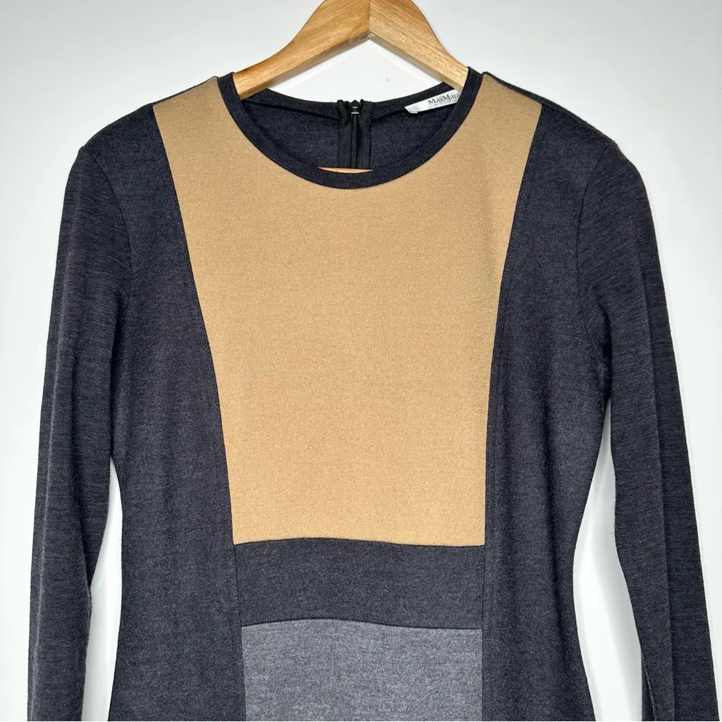 Max Mara Fagotto Colorblock Wool Sheath Dress Size US 10 - Image 6