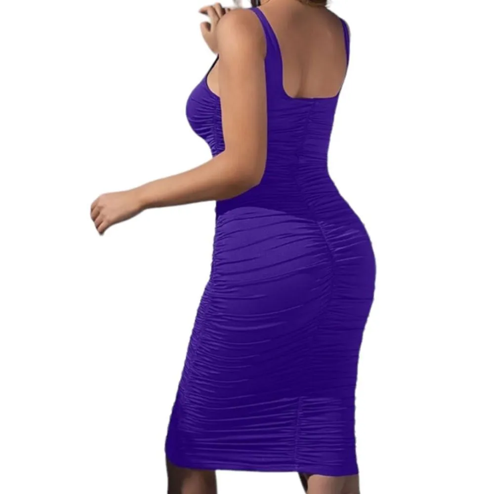 Women's dress Sexy Tank Top Bodycon Ruched Dress L. - Image 2