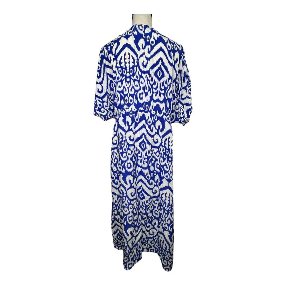 Cupshe Blue Damask Plunging Maxi Cover-Up Size XL - Image 3