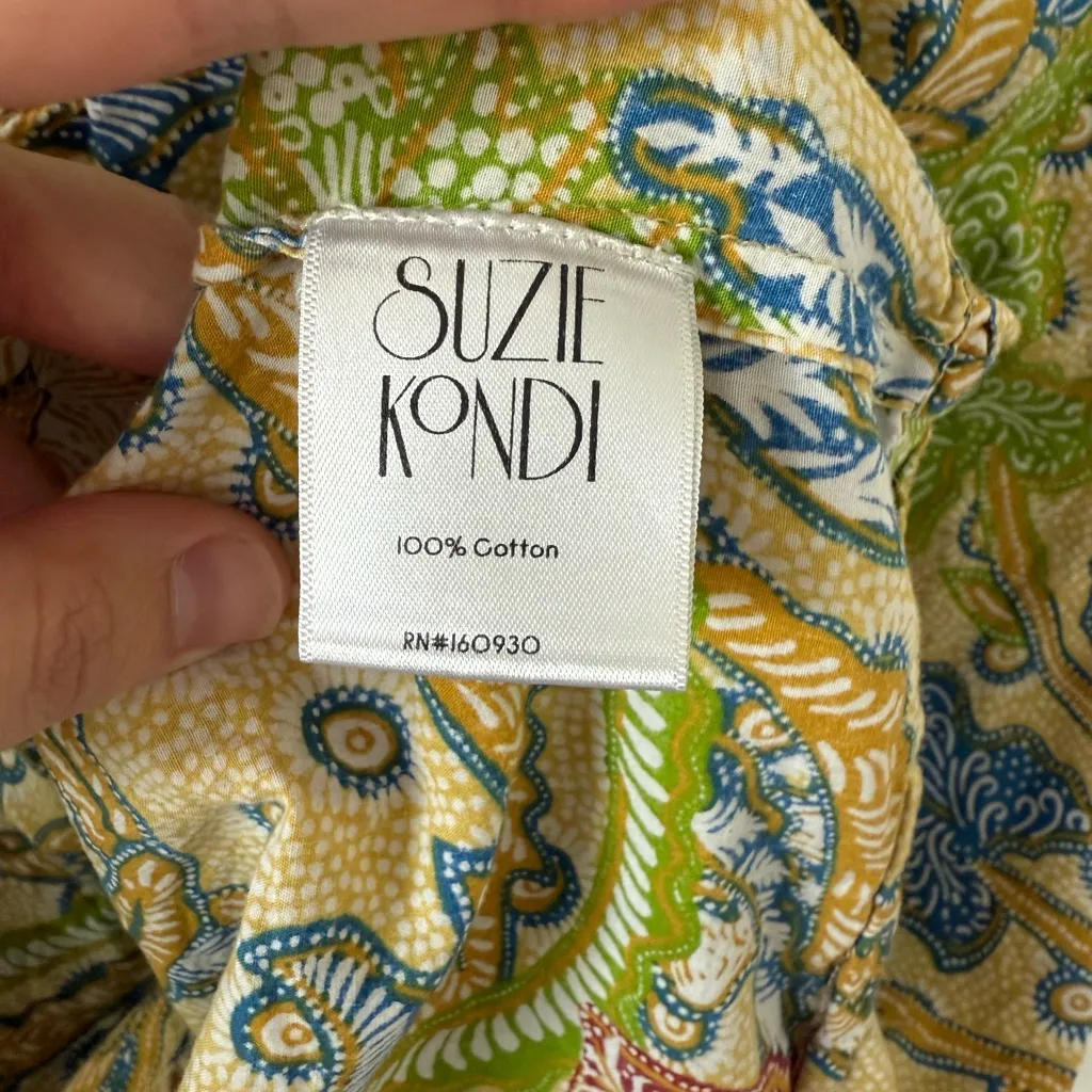 Suzie Kondi Saria Women's Cotton Boxy Printed Batik Top Sz S $225‎ Yellow - Image 7