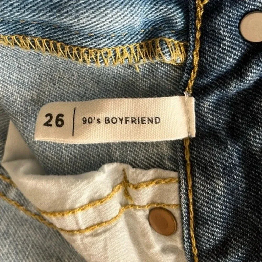 two tone panel high-waisted 5 pocket 90s Boyfriend jeans, size 26. - Image 5