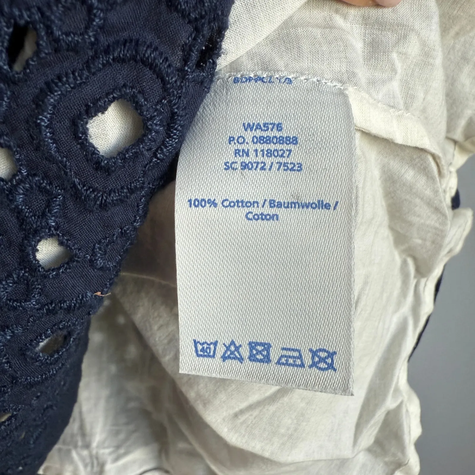 Boden UK20 US16 Navy‎ Blue Sleeveless Eyelet Tank Top Cotton Blouse Size 16 - Image 5