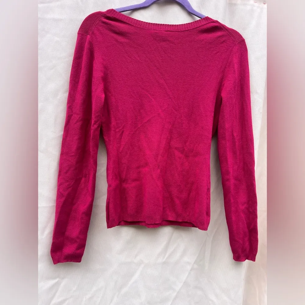 LOFT Fuchsia V-Neck Sweater - Image 6