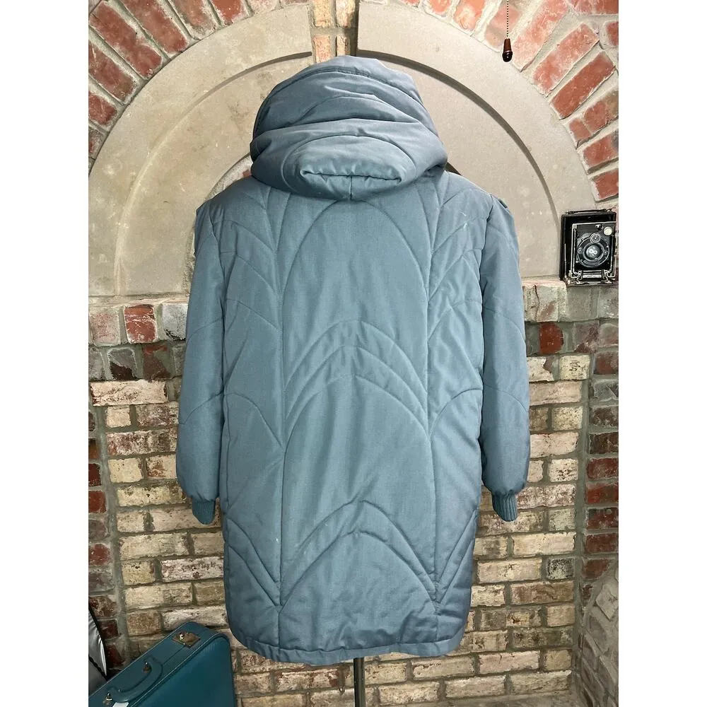 puffer coat hood gray knit cuffs 1980s Size undefined - Image 3