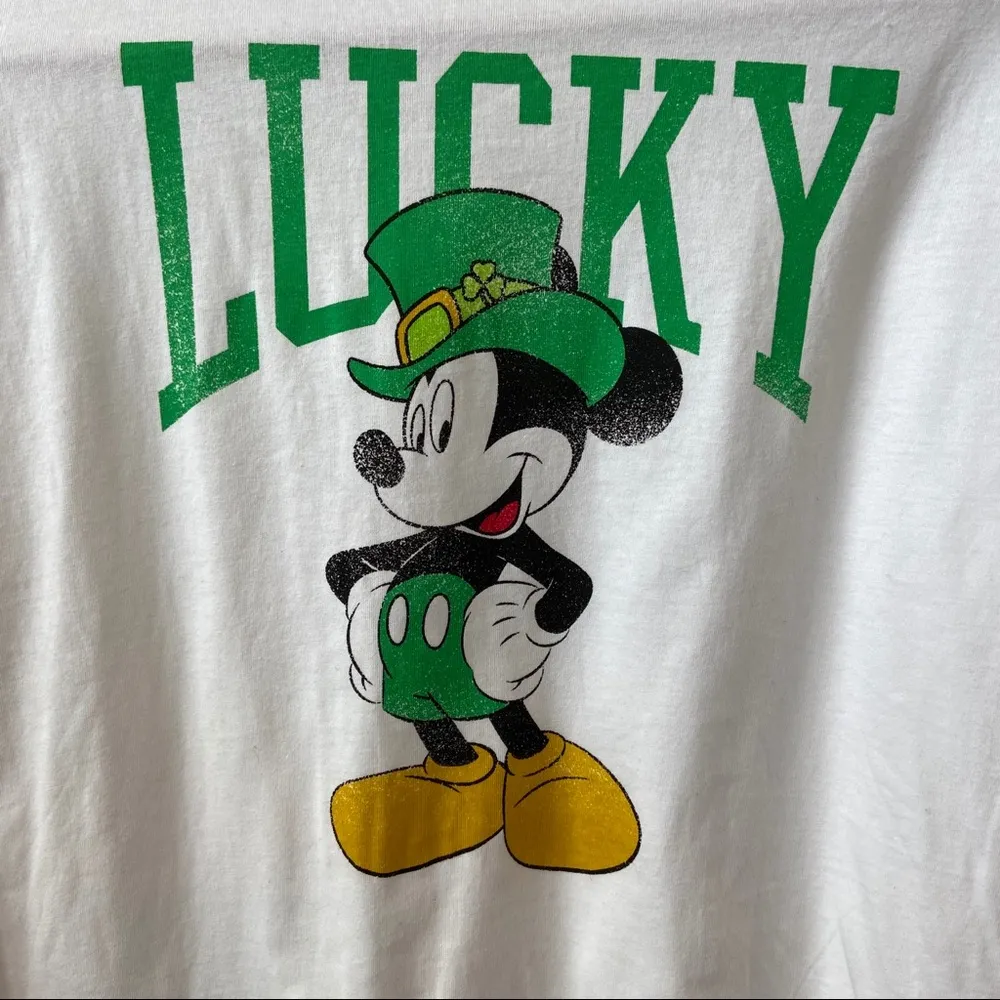 Disney Mickey Mouse Lucky Long Sleeve Crop Top.  Size Medium. NWT - Image 2