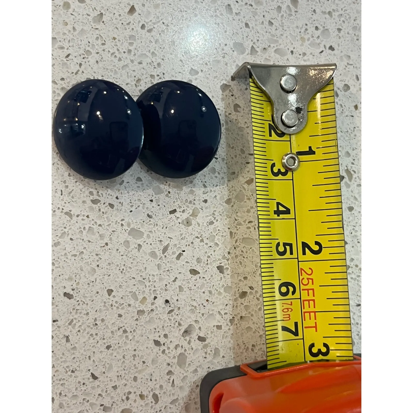 Vintage blue‎ sphere clip on earrings navy round - Image 2