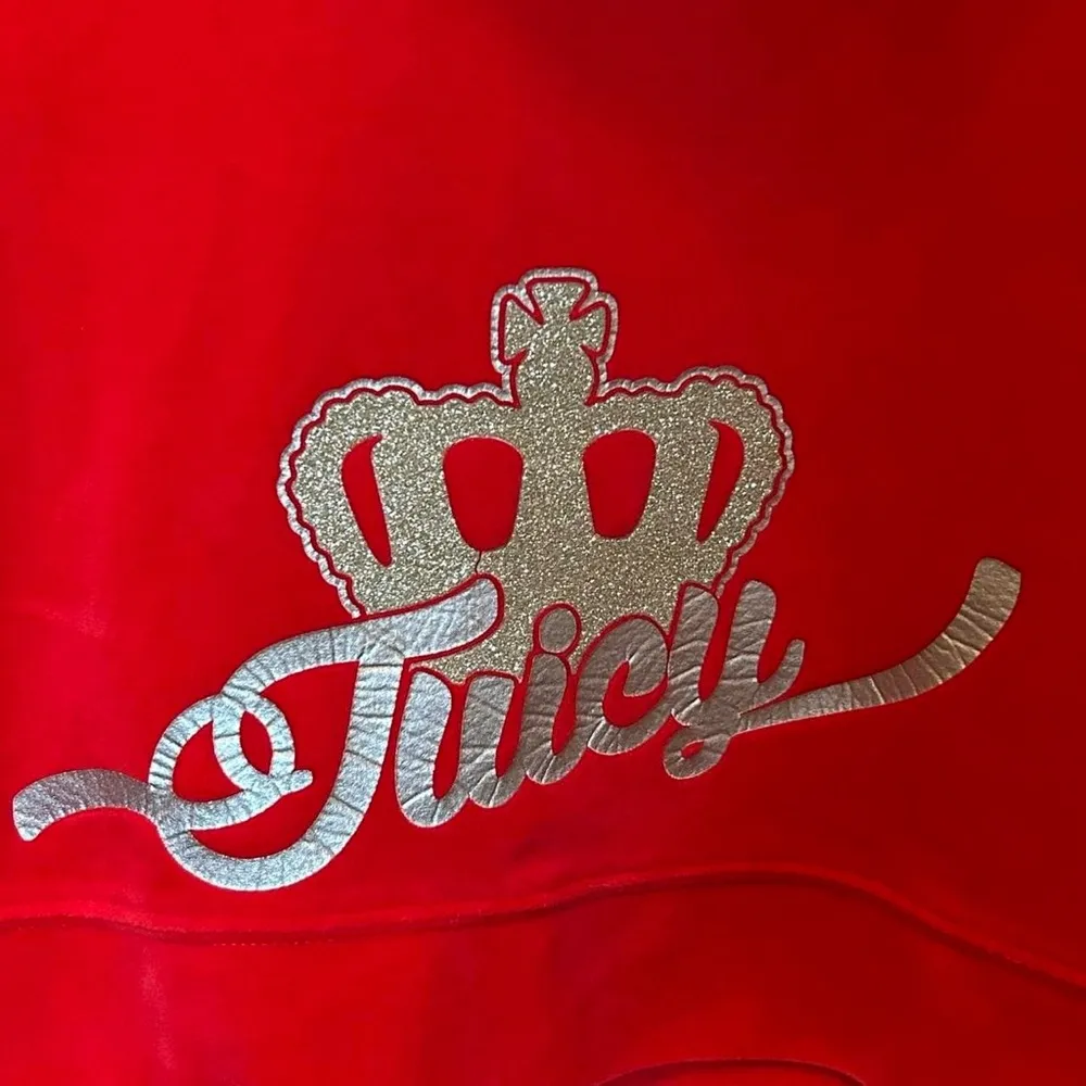 Juicy Couture Red Velour Zip Hoodie w/ Gold Logo | Size L | Y2K Bling - Image 4