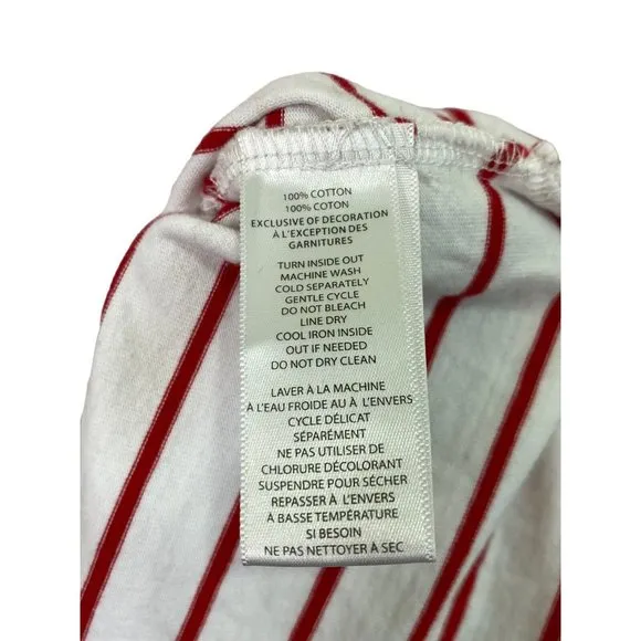 BEACH LUNCH LOUNGE Striped  Shift Dress Size L Red and‎ White Bottom Fringe - Image 6